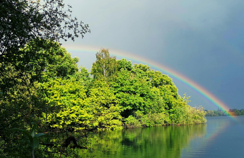 rainbow over lake in WBC